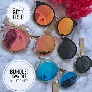 B1G1! Round Cat Eye Reflective Sunglasses